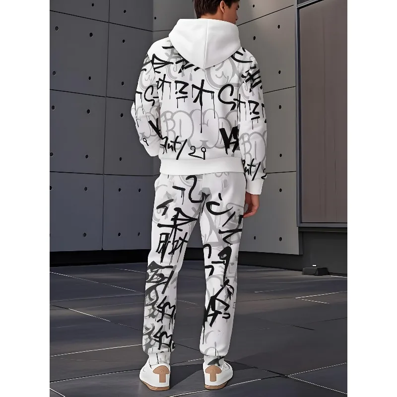 2025 Robot and Automotive 3D Pattern Printing Trend 2-piece Comfortable Long Sleeve Hoodie and Casual Sports Pants
