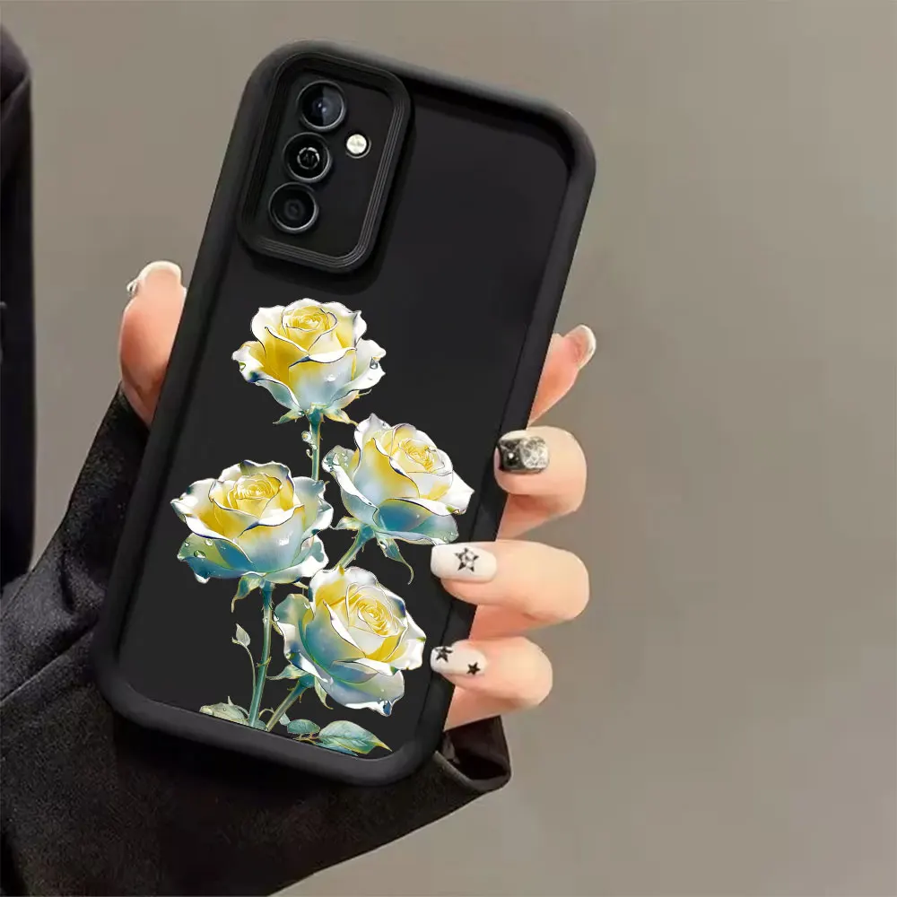 Silicone Beauty Rose Flower Pattern Case For Samsung Galaxy A73 A72 A71 A56 A55 A54 A53 A52 A52s A50 A50s 5G 4G  Soft TPU Cover view 3