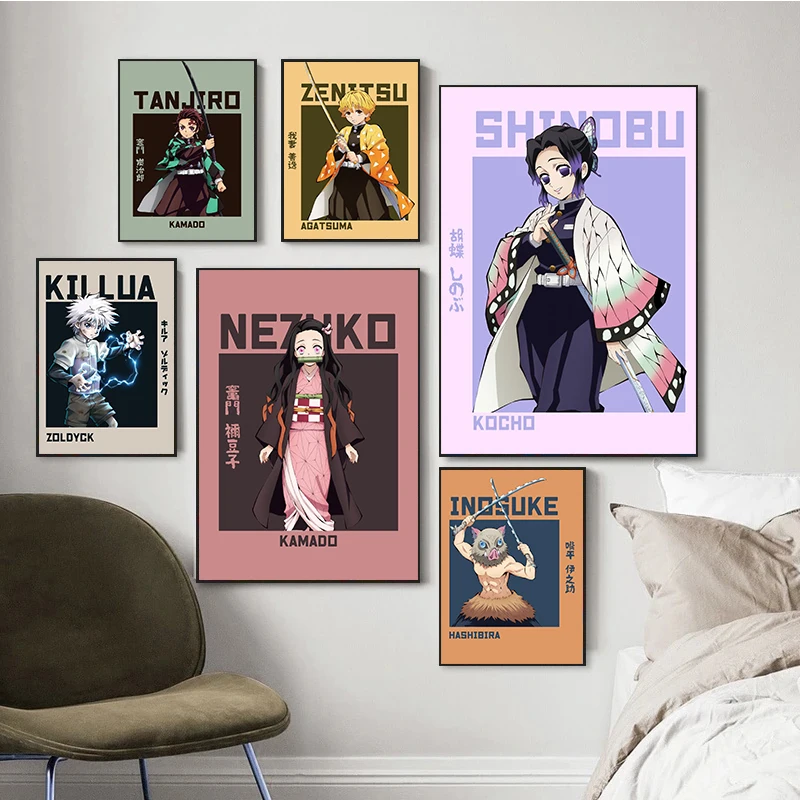 Japanese Anime Classic Character Poster Demon Slayer Cartoon Figure Print Canvas Painting Kawaii Room Decor Wall Art Picture