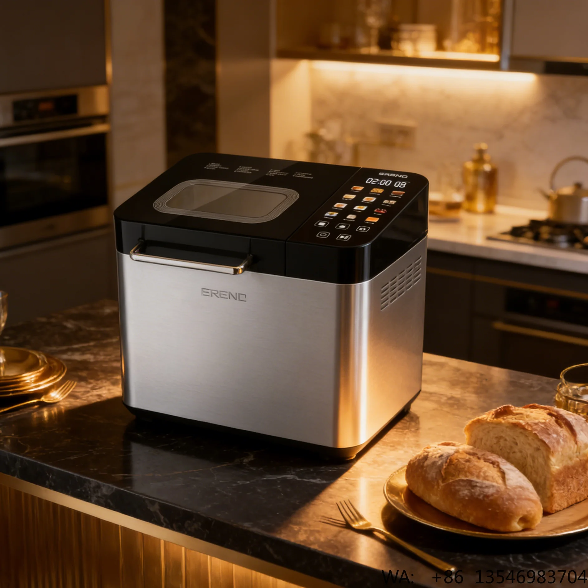 Wholesale Custom Brand Stainless Steel 430 Housing Multi Function Home LED Display Electric Bread Maker Machine with 12 Menus