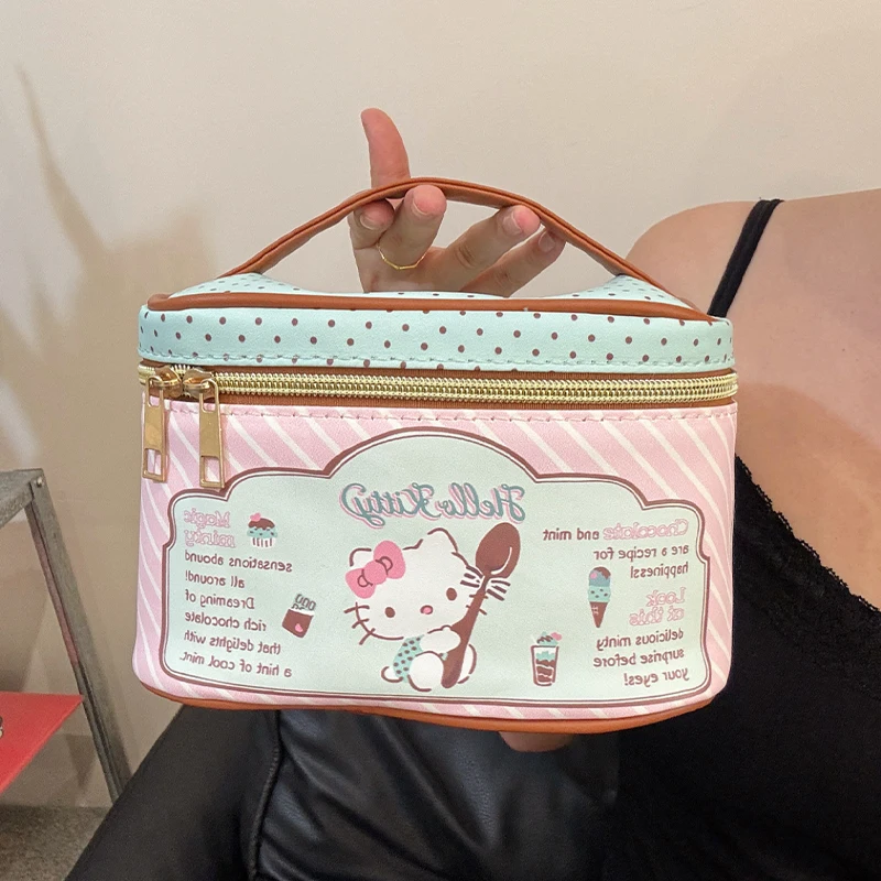 New Sanrio Hello Kitty Large Capacity Makeup Bag Women\'S Cartoon Printed Handbag Cute Sweet Makeup Bag Fashion Storage Bag Gifts