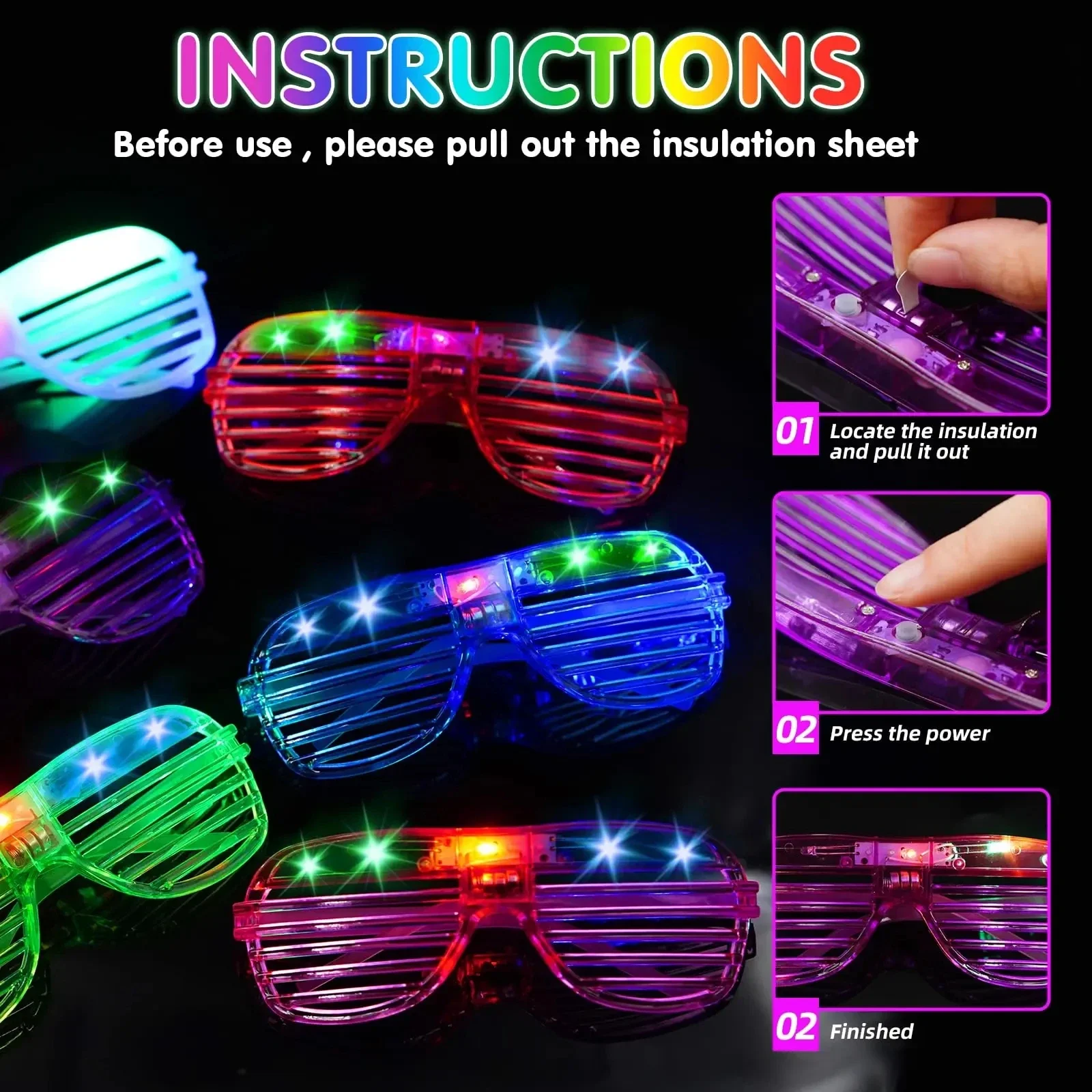 10PCS LED Glasses Light Up Glasses 6 Neon Colors Led Shutter Shades Glasses for Teens Adult Birthday Neon Party Favors Props