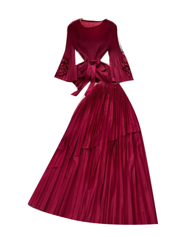 

High Waist Bell Sve Midi Skirt Set with Belt Design Loose Fit Faionable plus Size Women's Clothing Spring Summer 2025