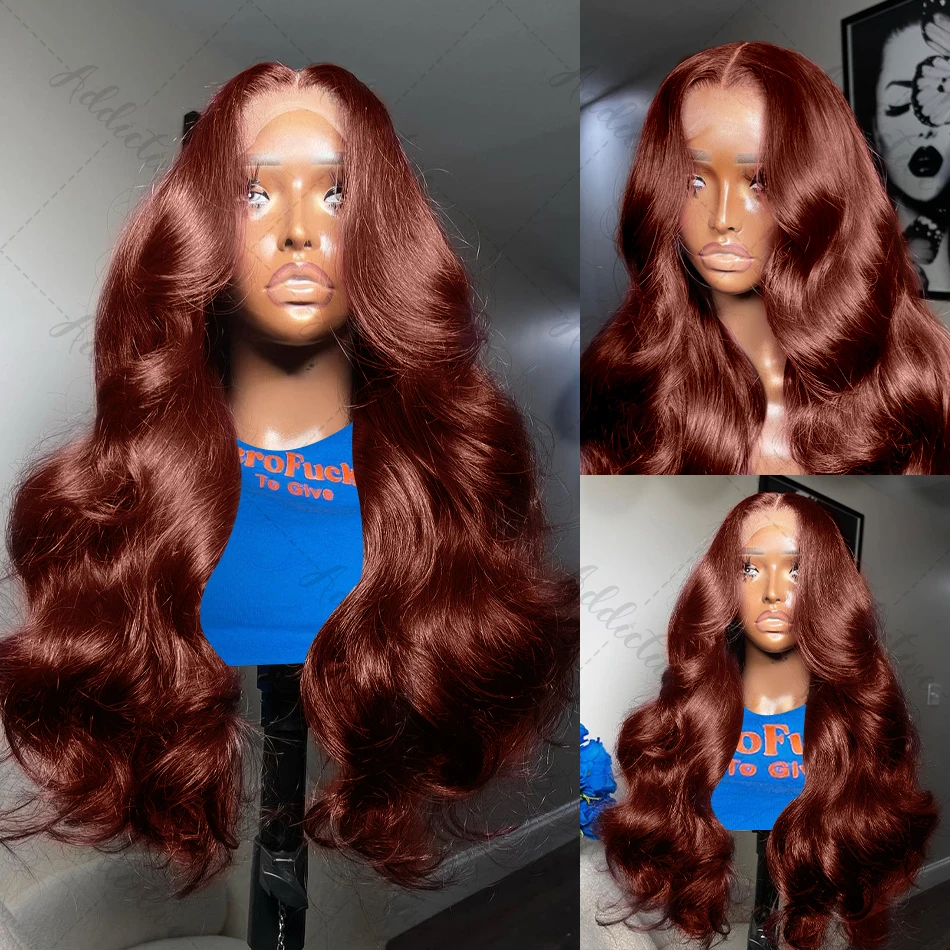 250% Reddish Brown Body Wave 13x6 HD Lace Front Wig 30 32 Inch Water Wave 13x4 Lace Frontal Human Hair Wigs For Women PrePlucked