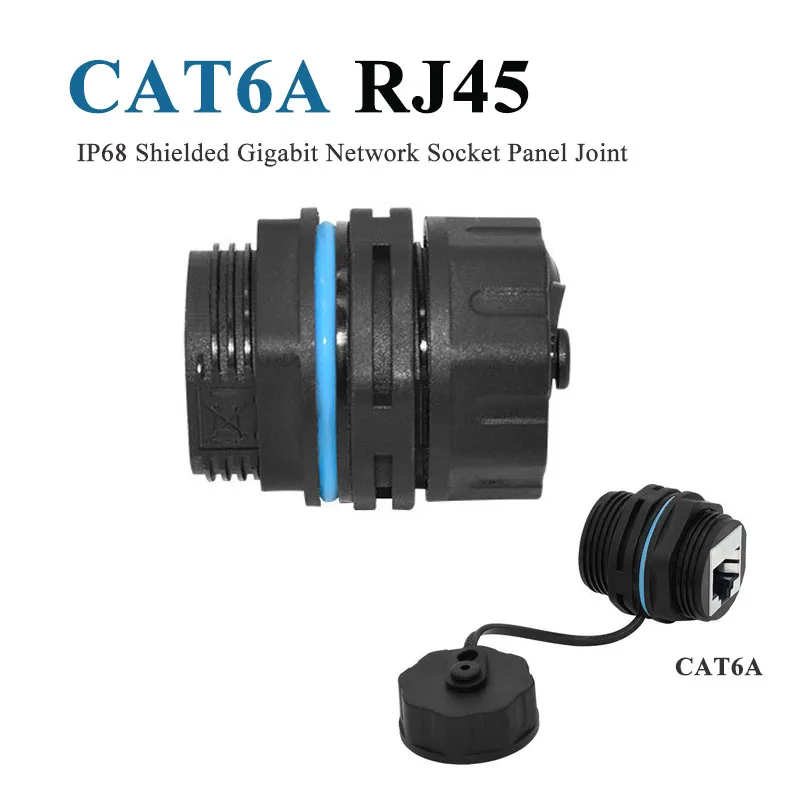 RJ45 Cat6A Gigabit Network Socket Waterproof IP68 Shielded RJ45 Panel Joint Connector for Automated Communication Equipment