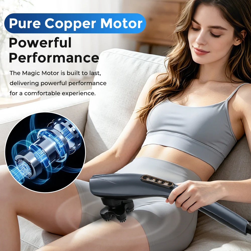 Handheld Percussion Massager EU Plug 220V Electric Dolphin Wand 12 Modes 10 Speeds 6 Heads for Shoulder Neck Back Muscle Comfort