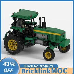 974PCS Moc RC Farm 1:17 Johning Deered 4955 Tractor Trailer model DIY creative ideas Child Toy birthday Gift Technology Blocks