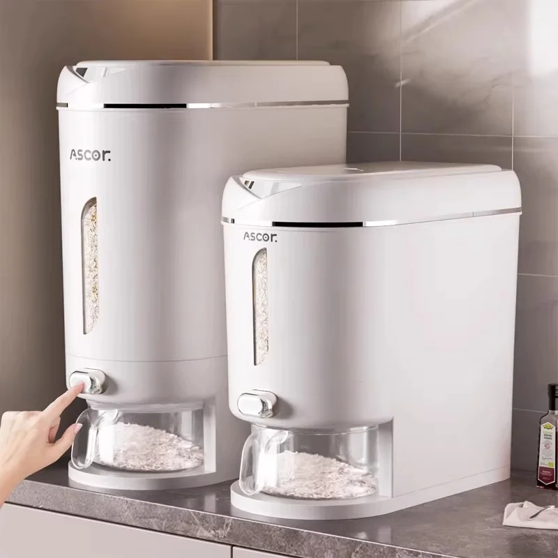 Newracked Rice Barrel Household Insect-Proof Moisture-Proof Sealed Rice Cylinder Food-Grade Storage Tank 20 Kg High-End Rice Box