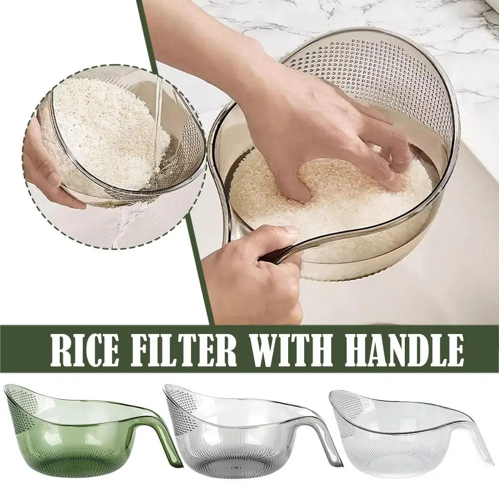 Kitchen Washing Gadget Rice Washing Filter Rice Rinsing Drain Bason with Household Basin Dish Handle Washing Sink Basket Fr I3M2
