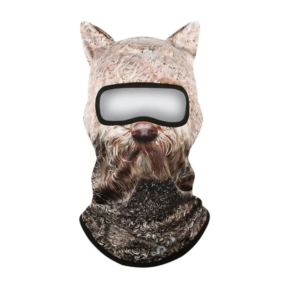 Windproof Cycling Balaclava Hat Machine Washable Thick Lined Neck Warmer Polyester 2D Flat Animal Pattern Sports Headwear