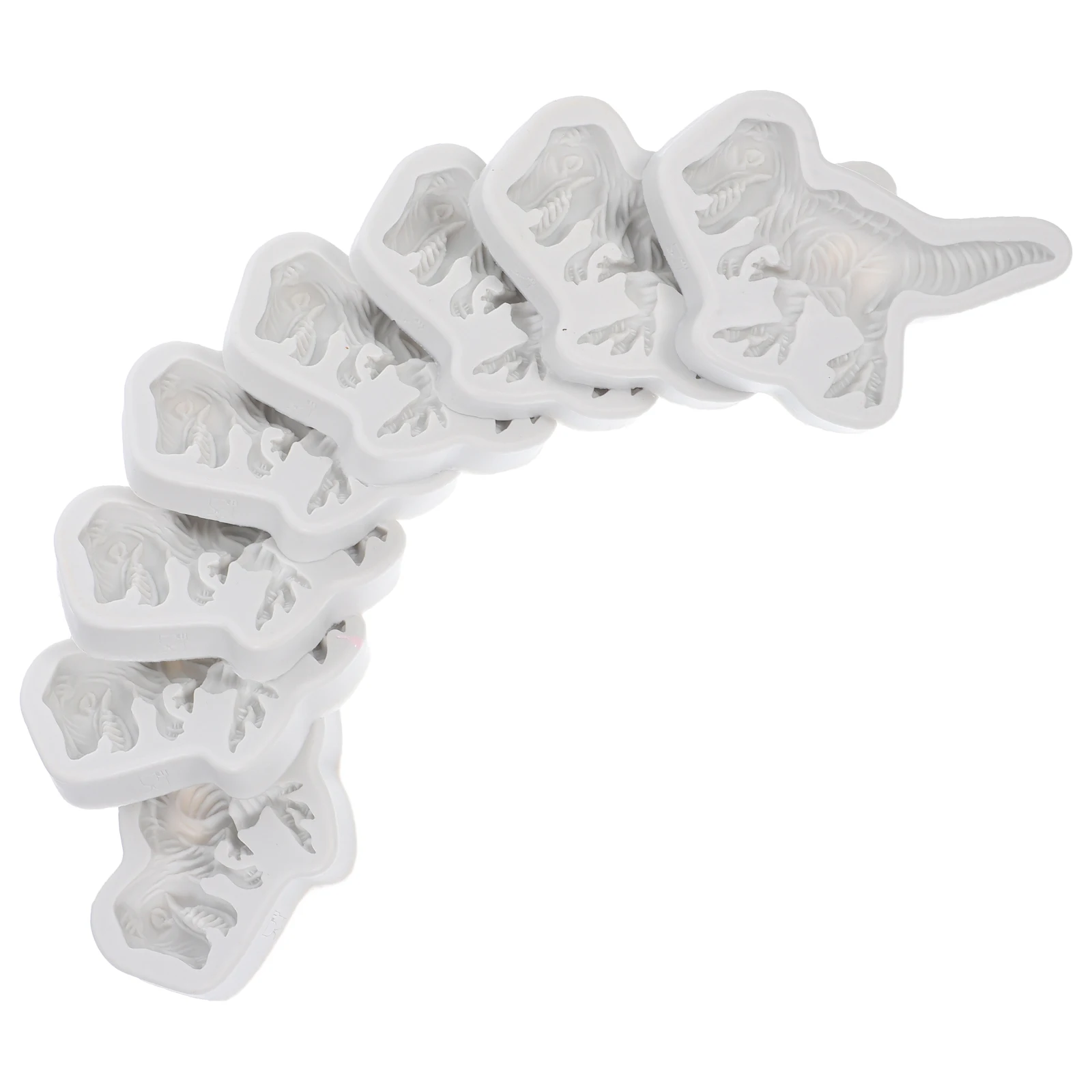 8 Pcs Dinosaur Silicone Mold Cake Decoration Molds White Silica Gel Animal Cookie