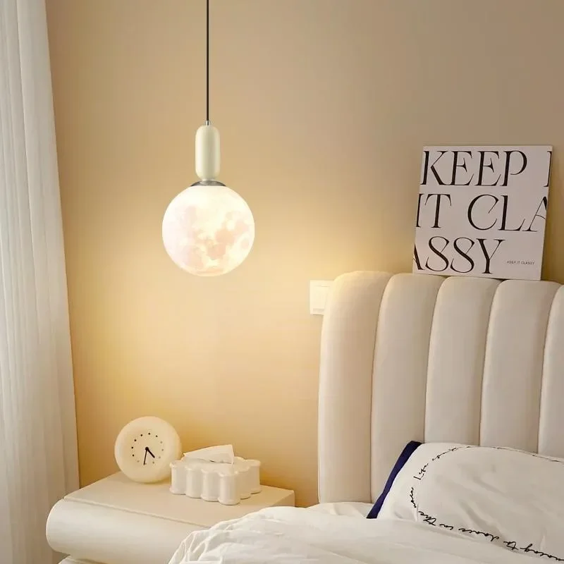 

SANDYHA Nordic Moon Design Pendant Light Creative LED Lamp Bedroom Living Room Childrens Study Unique Decorative Lighting