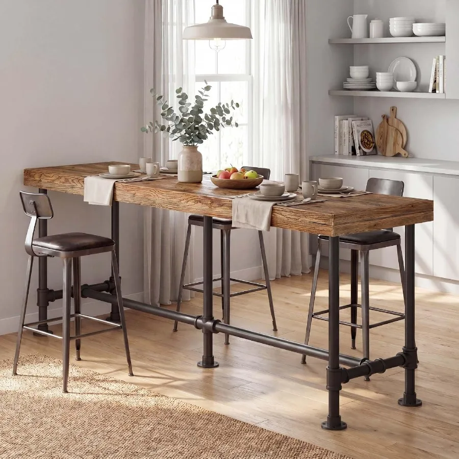72-Inch Long Solid Wood Counter Height Dining Table