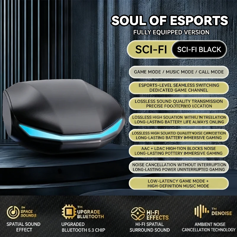 Casque audio Lenovo GM2 Pro sans fil Bluetooth 5.3, double mode, appels HD avec micro, casque de jeu et de musique, écouteurs étanches