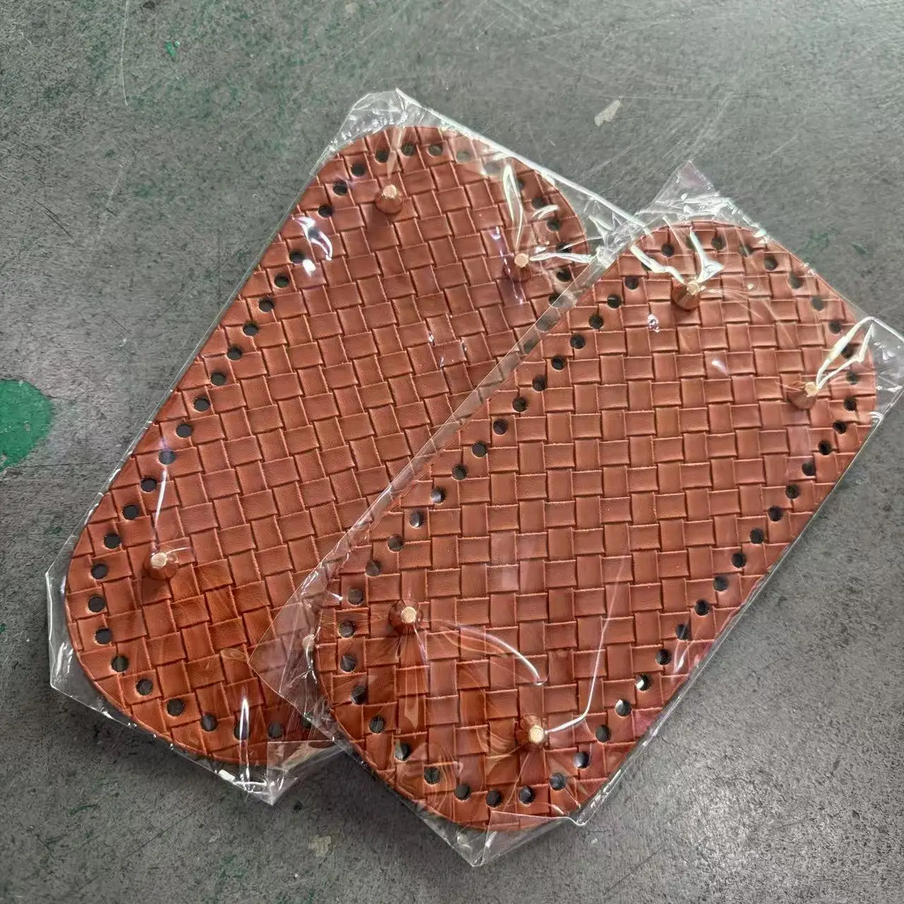 2pcs Set New Design Knitted Plaid PU Base, Ideal Base Additions for Handmade Bags,Perfect for Shaping The Base of Crochet Bags