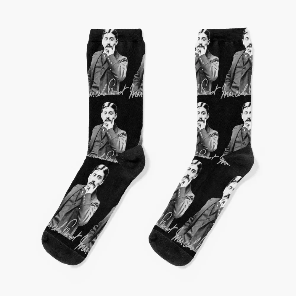 

Marcel Proust -french writer signature Socks hip hop cotton Toe sports Stockings compression Luxury Woman Socks Men's