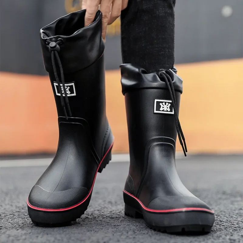 Zapatos De lluvia Para Hombre, Botas De lluvia para acampar y pescar al aire libre, Botas impermeables informales antideslizantes resistentes al desgaste, Botas De Lluvia Para Hombre