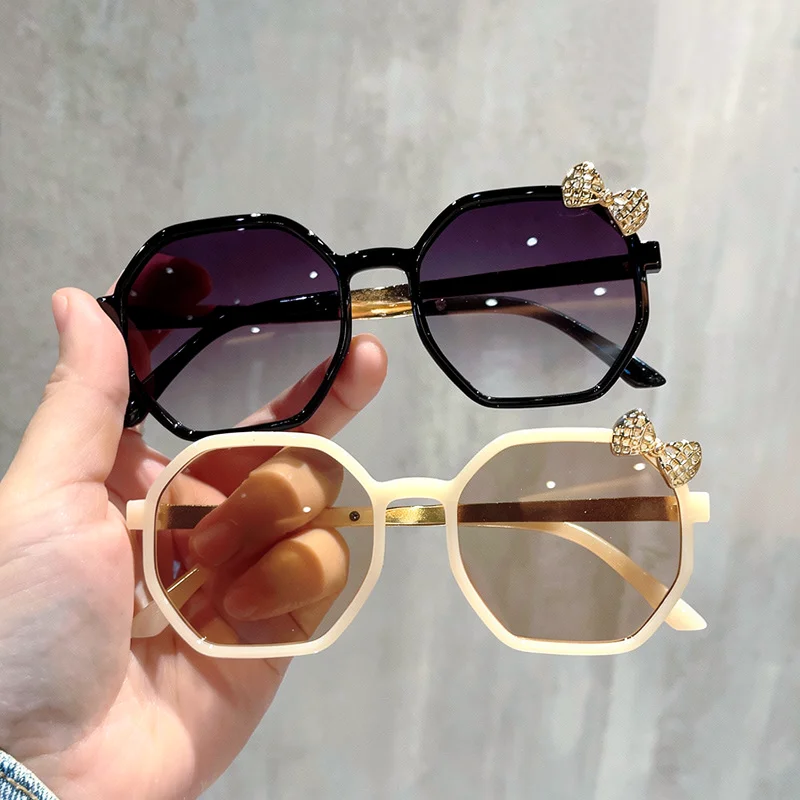 Fashion Girls Pink Red Sunglasses Cute Rhinestone Bowknot Octagon Sun Glasses Kids Baby Summer Outdoor Protection Eyewear UV400