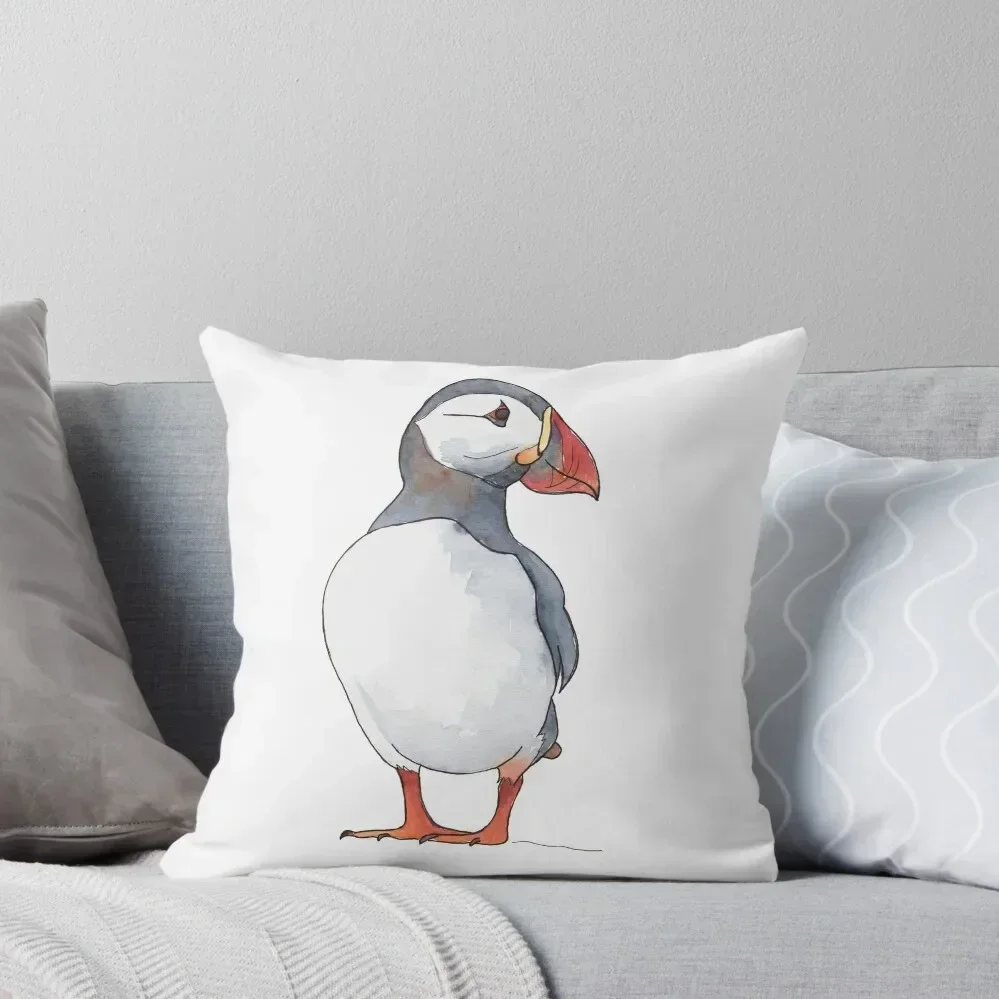 Little puffin friend - illustration in pen and watercolors Throw Pillow Christmas Pillow Cases Luxury Sofa Cushions pillow