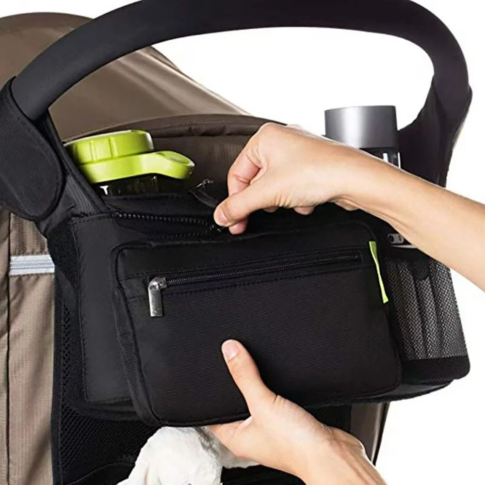 Baby Diaper Bag On Stroller Outdoor Waterproof Tear Resistant Multi Layer Storage Detachable Shoulder Strap Mommy Bag