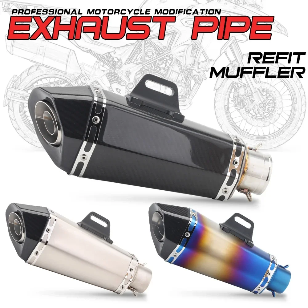 

Universal 51MM Motorcycle Carbon Fiber Exhaust Pipe Silencer Double Hole Exhaust Pipe Stainless Steel High Quality N