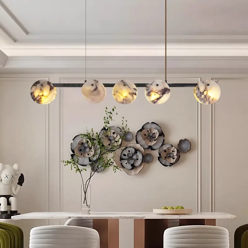 Restaurant Bar Light Luxury Nordic  Room High-end Designer Villa Model Room One-word Marble Minimalist Chandelier