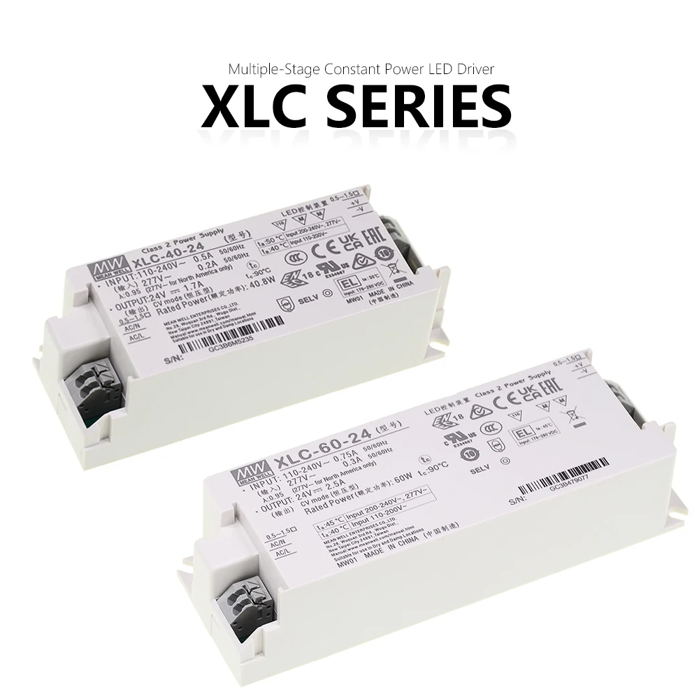 (MEANWELL) XLC-25/40/60 12/24/48/H V KN/MA Multiple-Stage Constant Power LED Driver Power supply XLC-60-H XLC-40-24