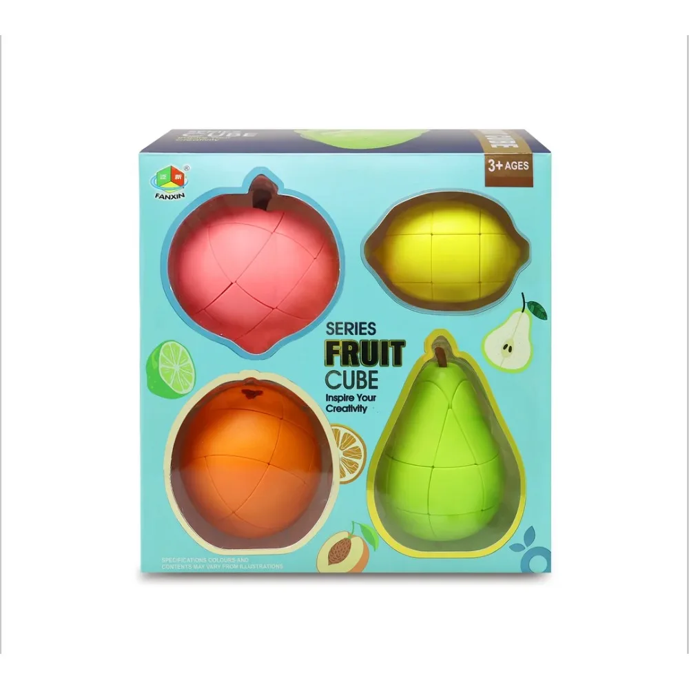 

Newest FanXin Fruit Magic Cube Pack Professional Stickerless Pear Orange Peach Cube Puzzle Game Speed Cubing Funny Toys