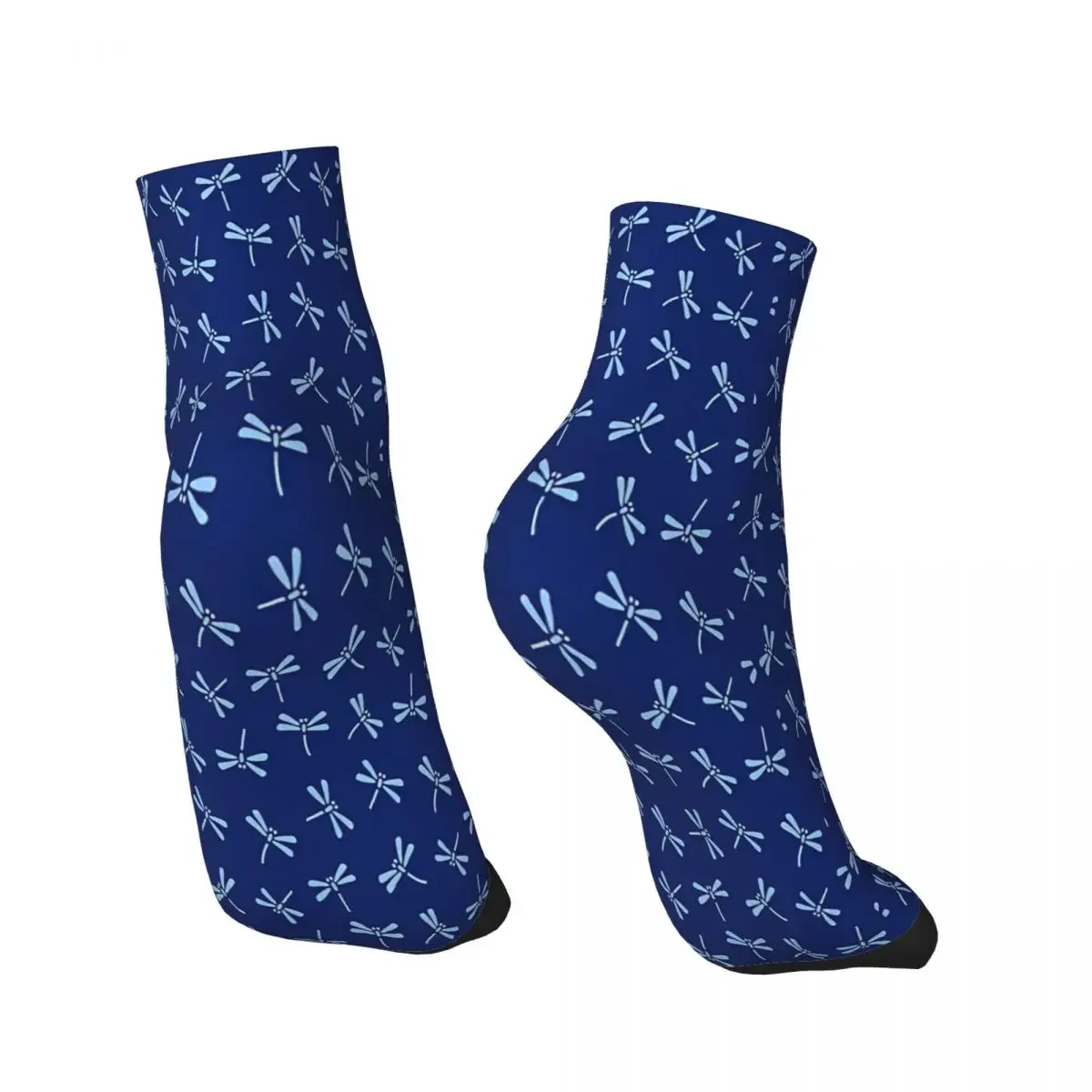 Japanese Dragonfly Pattern Cobalt And Sky Blue Ankle Socks Male Mens Women Winter Stockings Harajuku