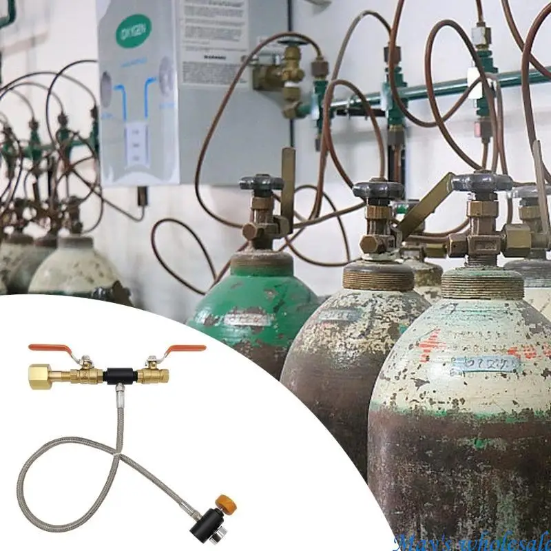 Home Beverage Carbonation CO2 Cylinder Filling Adapter with Long Hose & Gauges CO2 Inflation Valves Simple Installation 448A