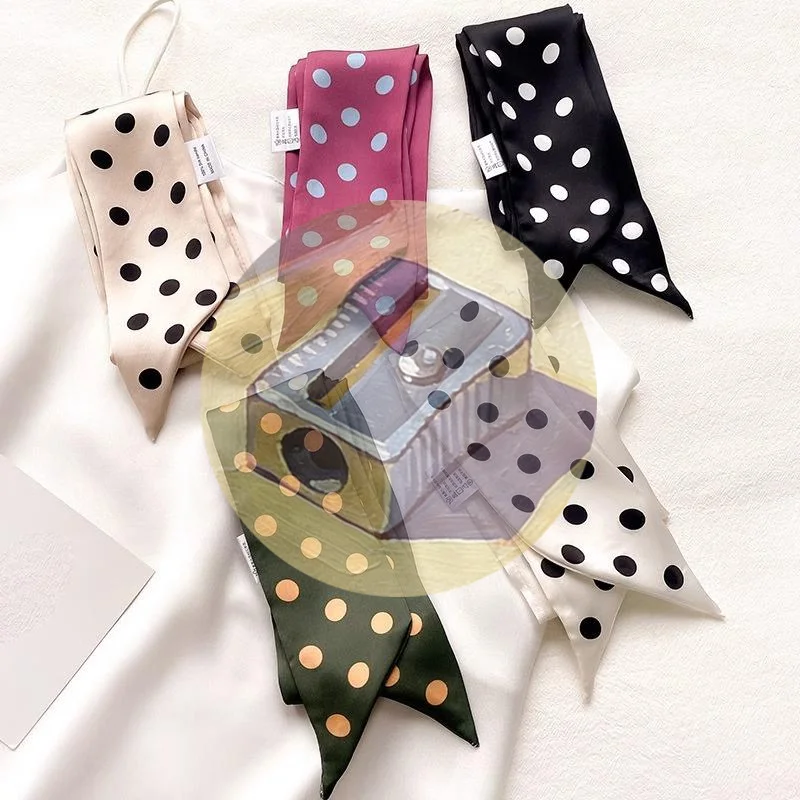 

▪Women Narrow Long Scarf 190x4.5cm Polka Dot Tie Bag Ribbon Headband Choker Streamer Lady Accessories