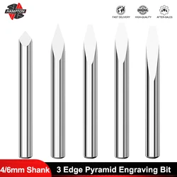 4/6mm Shank 3D Milling Cutter 3 Edge Pyramid Engraving Bits 20/30/40/45/60/90 Degrees Tip 0.1-0.3mm Carving Bit CNC Router Bit