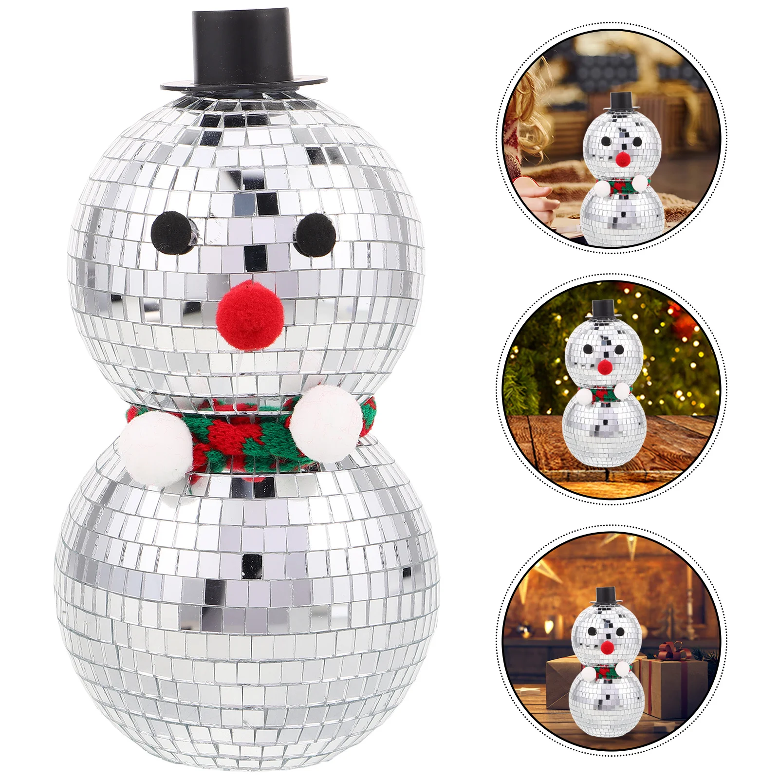 

Reflective Mirror Snowman Disco Ball Christmas Holiday Fireplace Tabletop Snowman Party Decorations Holiday Fireplace Decoration