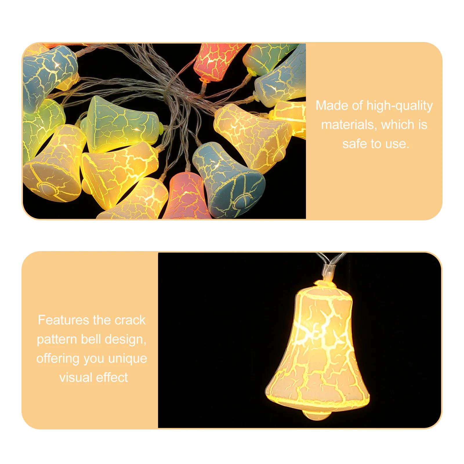 1Set Decorative Crack Pattern Bell String Light LED Creative Lamp Scene Adornment for Outdoor Garden Party String Lamp
