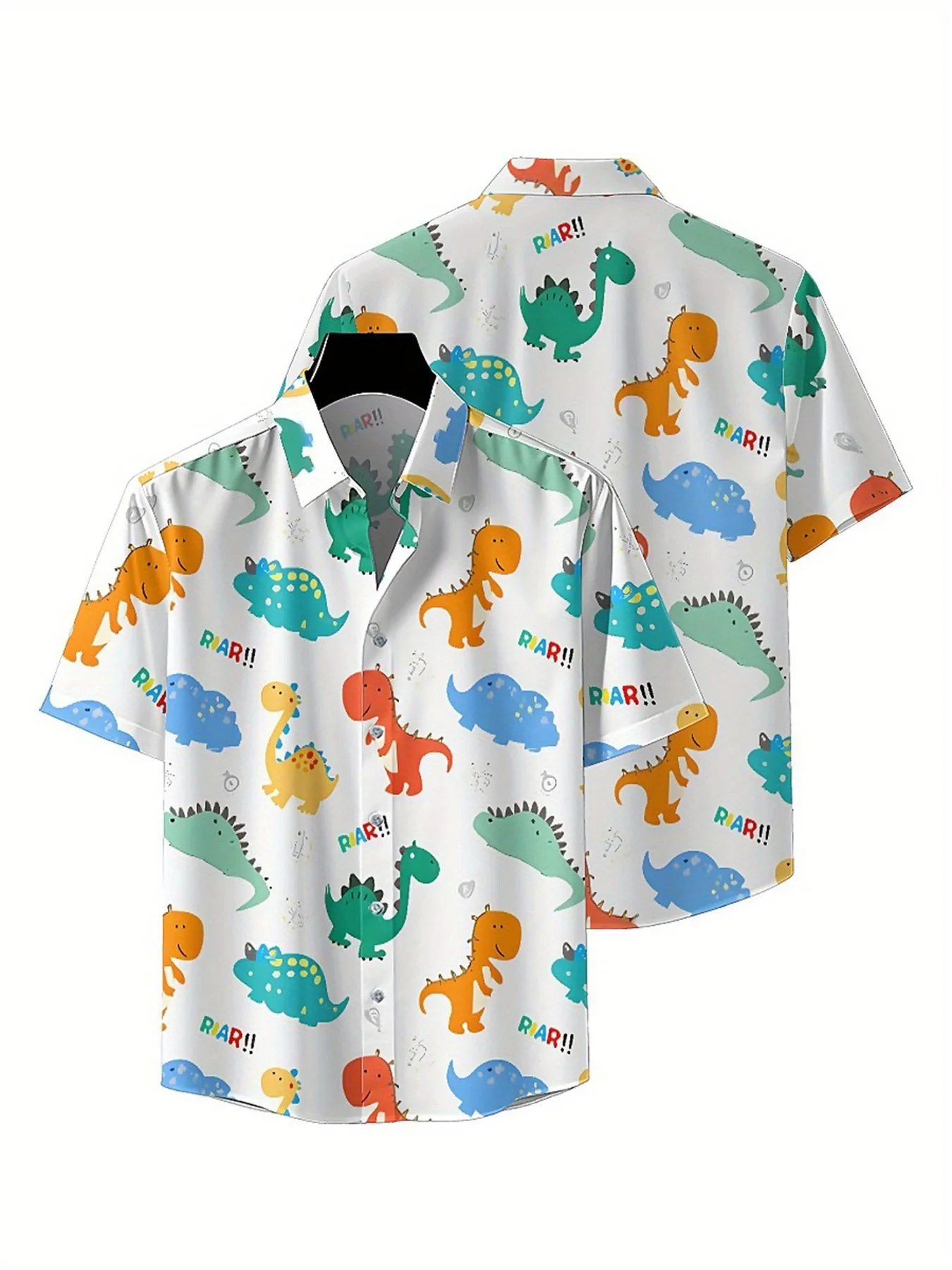 Men's Plus Size Hawaiian ShirtsDinosaur Park Funpattern, Button Up Shirts, Unisex Casual Clothing, Summer Tops