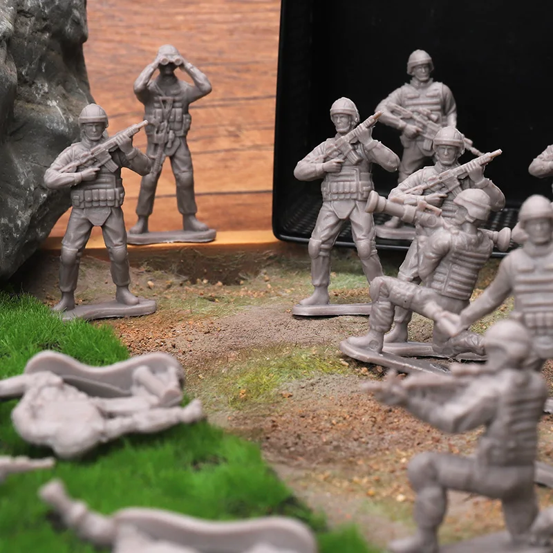 Viikondo Armee Männer Spielzeug Militär Spielset Kunststoff Soldat 96 stücke Lagerung Eimer Frontline Kampf Spaß Wargame Figur Modell Kind Geschenk