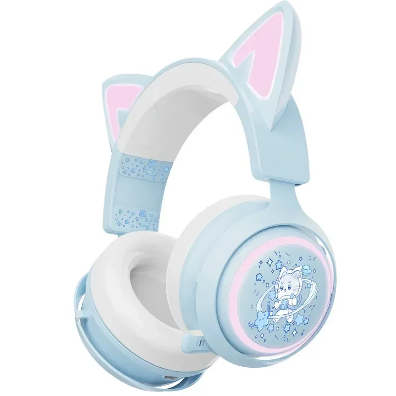 Somic Gs510 Headphone Tri Mode Bluetooth Wireless Customize Cat Ear Gaming E-Sport Headset Rgb Magnetic Cover For Girl Gamer