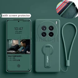 Silicone Phone Case For Vivo X200 300 Pro Ultra Case VivoX200 VivoX300 Soft Cover With Holder Bracket Screen Protector