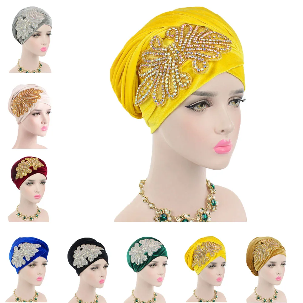 

Plain Velvet Hijab Turban Cap Muslim Long Tail Headscarf Hat Islamic Under Scarf Bonnet Women African Wrap Head Scarves Bandanas