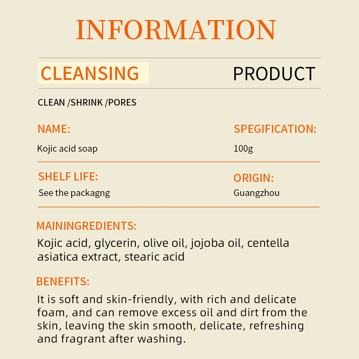 Kojic Acid Soap with Vitamin C Facial Deep Cleansing Soap Exfoliating Even Skin Tone Oil Control Moisturizing Skin Care