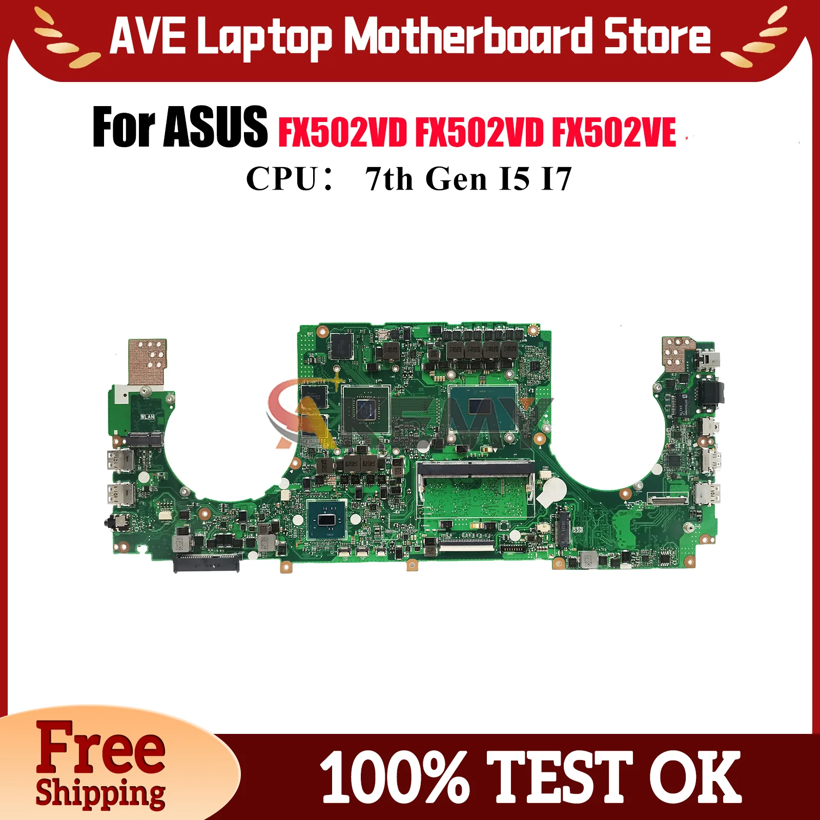 

FX502VD Laptop Motherboard For ASUS TUF Gaming FX502V FX502VD FX502VE Notebook Mainboard With I5 I7 CPU 100% tests OK fast ship