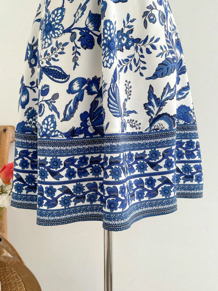 Vestido de mujer con estampado floral romántico, cuello halter, sexy y moderno, fácil de crear un estilo perezoso y elegante para vacaciones 3