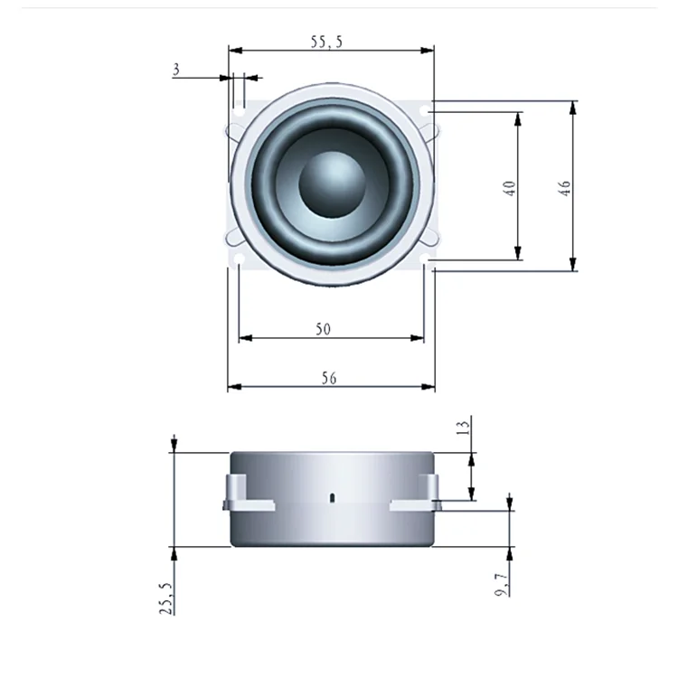 56*46*25.5mm Inner Magnetic Speaker 4 Ohms 3W Bass Multimedia Speaker Small Speaker Small Speaker With Fixed Hole With PH2.0