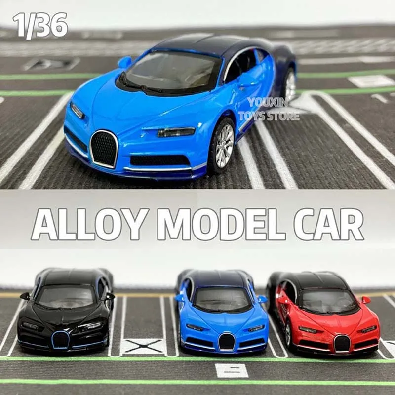 1:36 Alloy Bugati Sport Car Model Simulation Pull Back Car Ornaments Collection Toys For Boy Children Cake Decoration