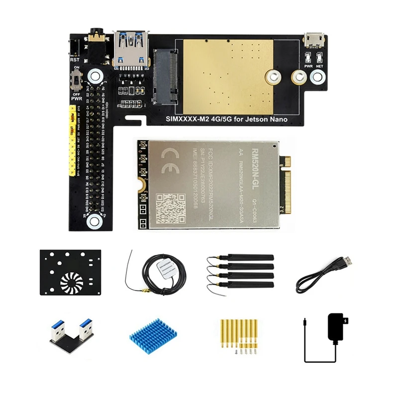 RM520N GL 5G Module For Jetson Nano 5G/4G/3G Expansion Board For Regions With 5G Sub-6G Signal Coverage US Plug Durable