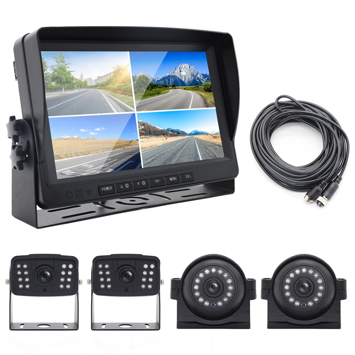 Wholesales 4 Channels BSD  9 Inch TFT LCD Car Monitor with Rear View Camera Trucks Bus Parking Reversing Aid System