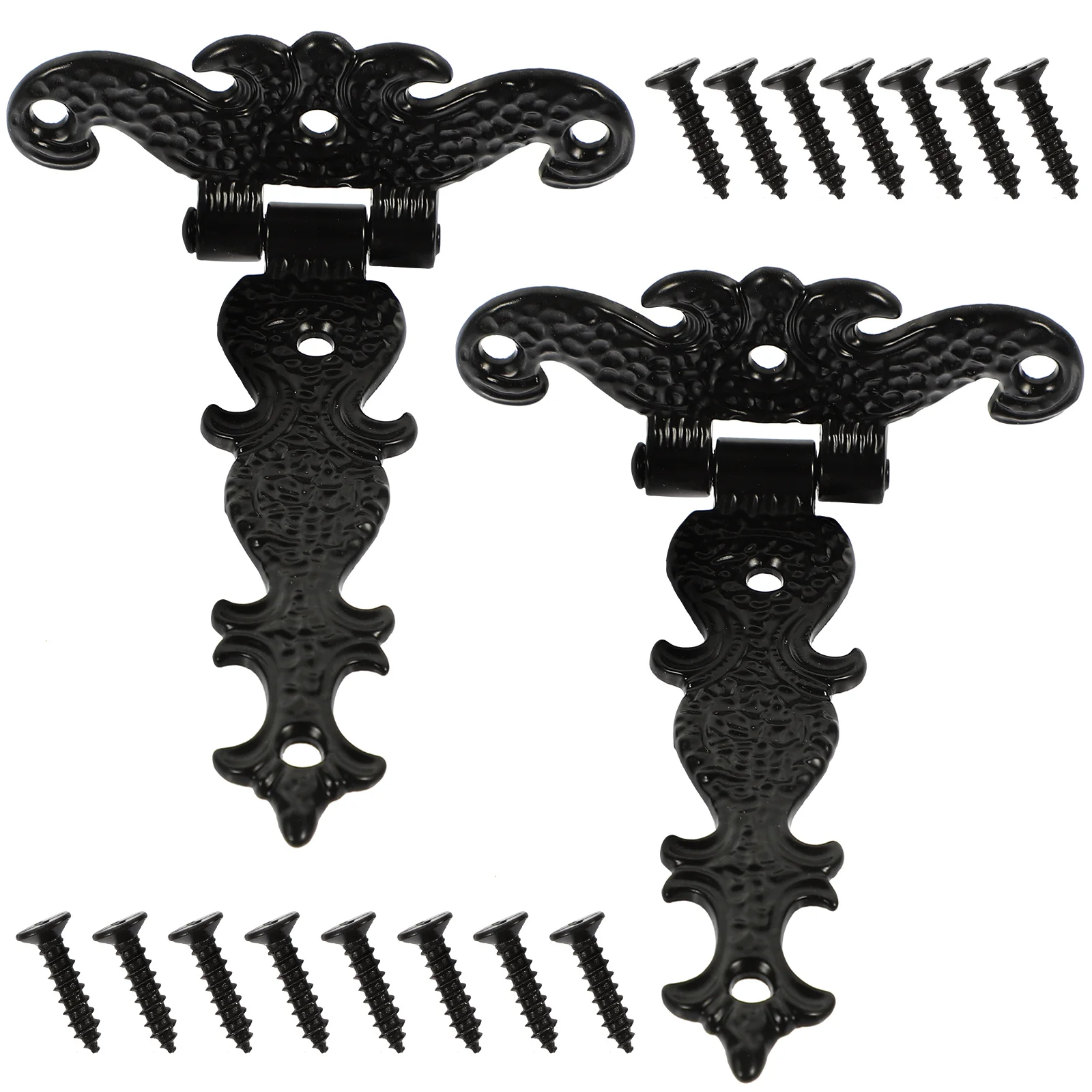 

2pcs Vintage Hinges T Shaped Door Shutter Hardware Heavy Duty Iron Fences Gate Kit Cabinet Black Color Durable Flexible