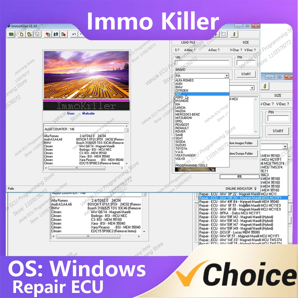 Immo Killer V1.1 Software support for Au-di B-MW Ci-troen Fo-rd Mercede Be-nz Pe-ugeot Re-nault SE-AT Sk-oda Su-zuki To-yota V-w