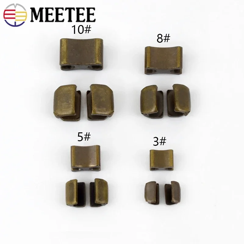 Meetee 20/50Sets Metal Zipper Stopper for 3# 5# 8# 10# Zips U Code Non-slip Zippers Upper Stop Tail Clip Buckle Zip Repair Kit