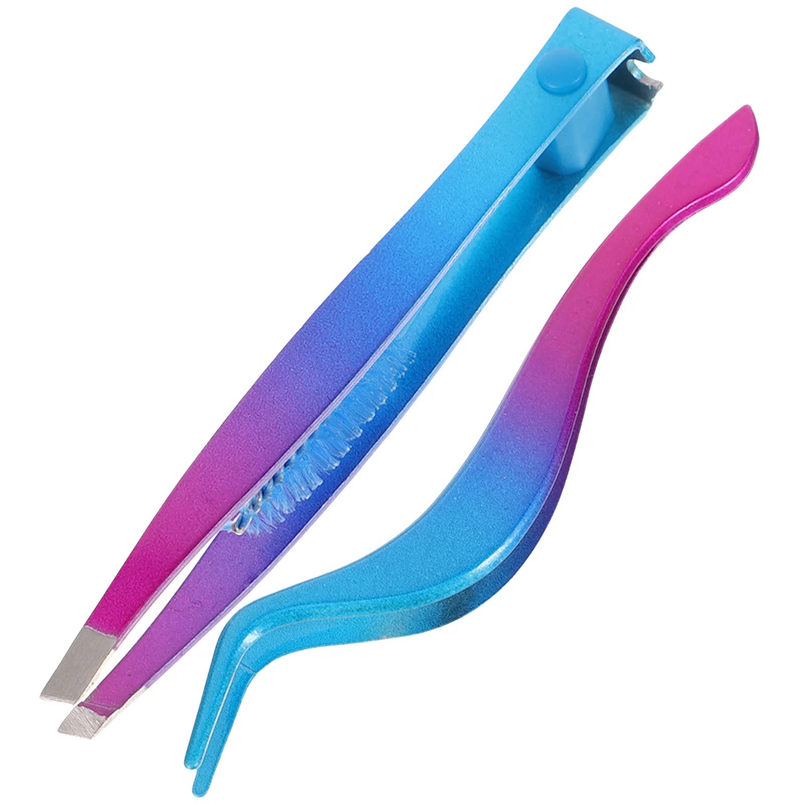 

Eyebrow Tweezers Eyelash Curler Blue Pink Gradient Love Tool for Women Travel Portable Grip